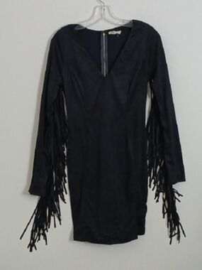 Love Culture Retro Midi V Neck Boho Festival Cowgirl Sexy Fringe Sleeve Dress‎